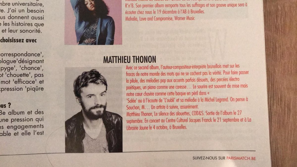Paris Match Belgique, septembre 2019